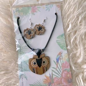 Owl Handmade necklace and earring set